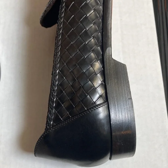 VTG Bragano Cole Haan Men's Black Brown Woven Leather Penny Loafers Italy Sz 11 - Picture 6 of 16